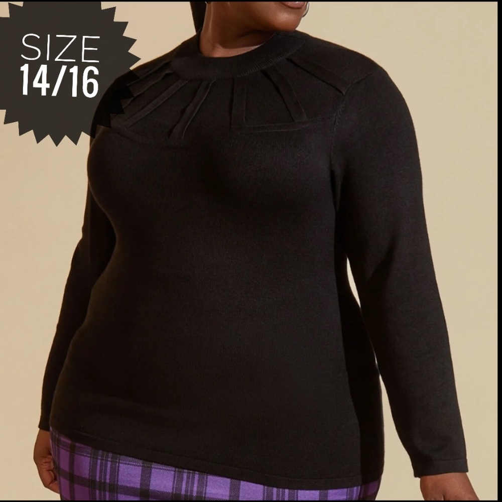 Plus ASHLEY STEWART Black Cage Detailed Sweater 14/16